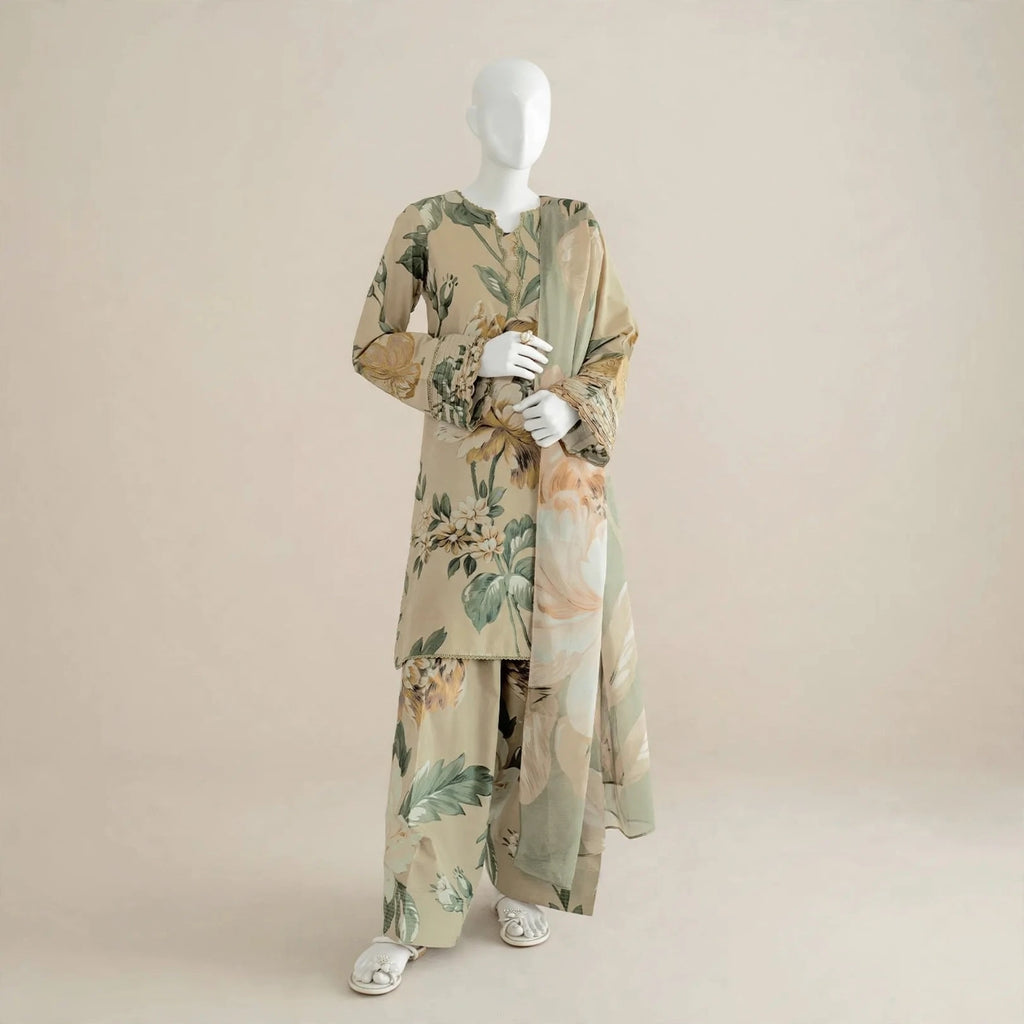 Ivory Digital Print Lawn 3Pcs Set