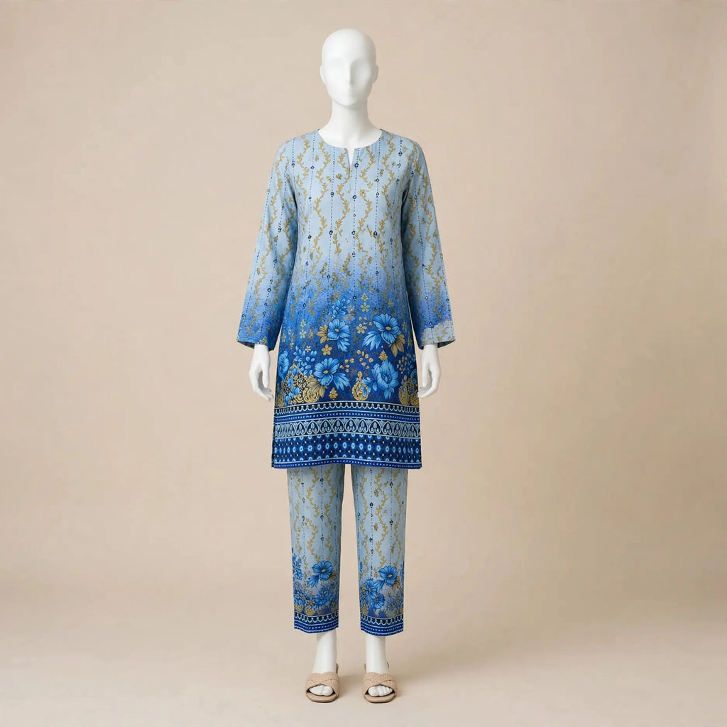 2 Pcs Women's Unstitched Printed Suit