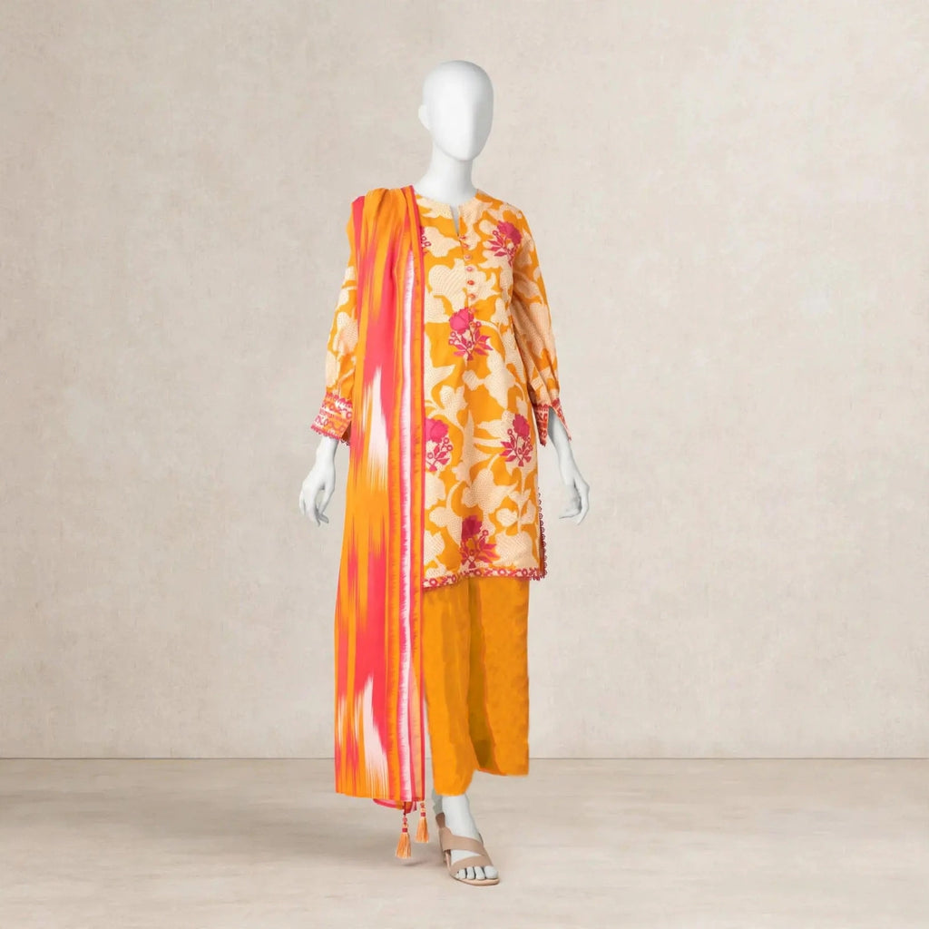 3 Pcs Women's Unstitched Printed Suit