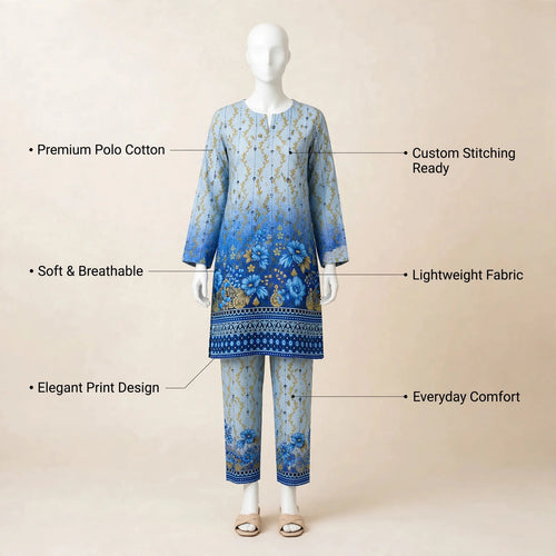 2 Pcs Women's Unstitched Printed Suit