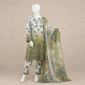 Pakistani Floral Green Kurta Set with Chiffon Dupatta