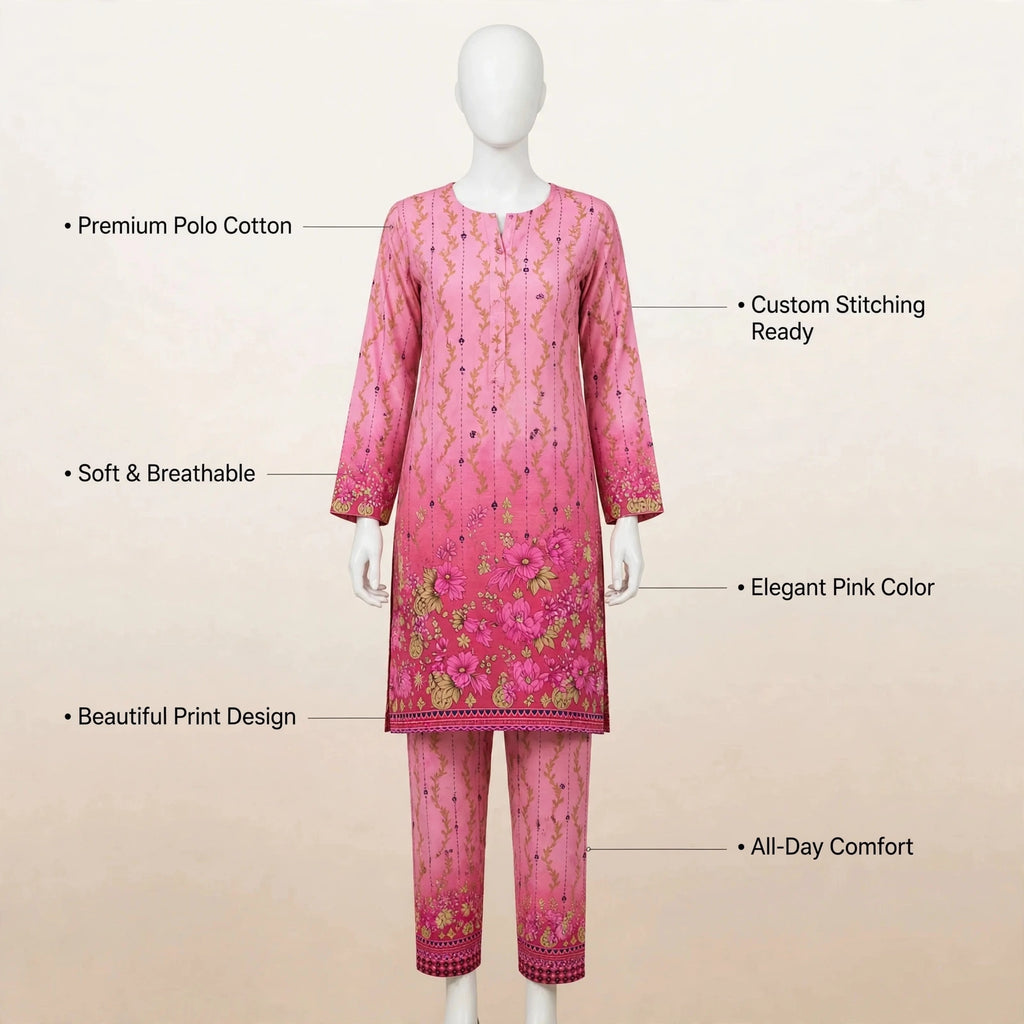 Elegant Women's Unstitched Printed 2-Piece Suit